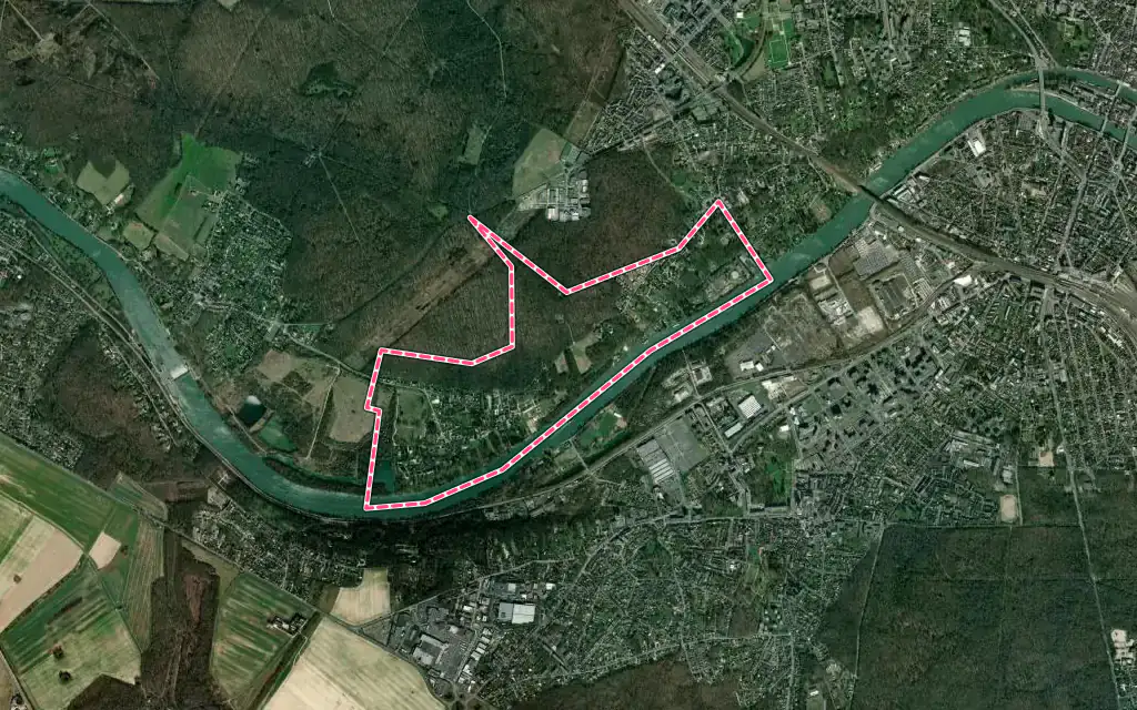 Vue satellite de Boissettes avec ses contours administratifs