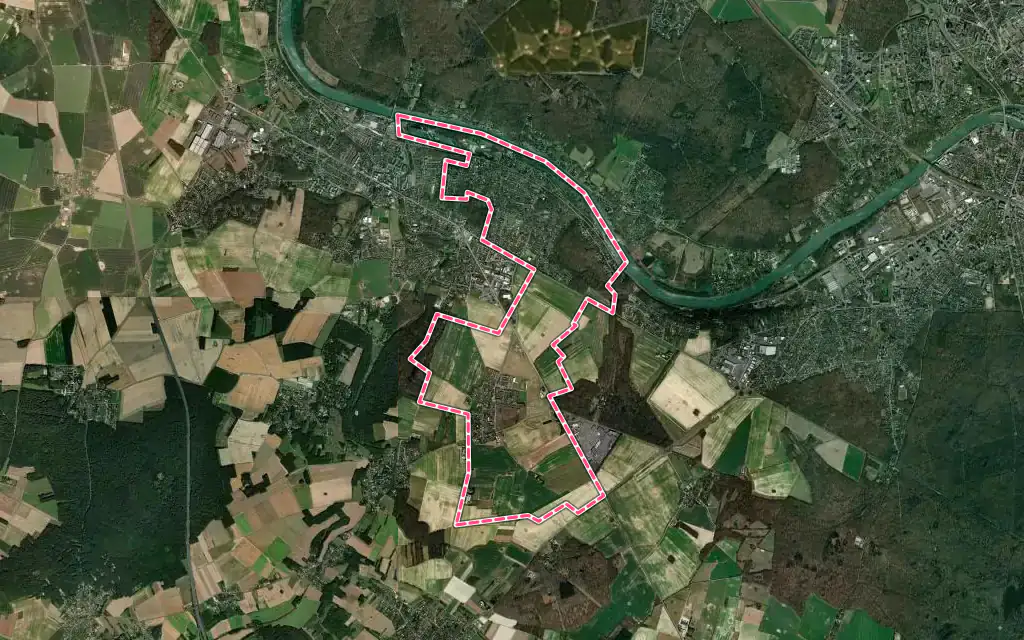 Vue satellite de Boissise-le-Roi avec ses contours administratifs