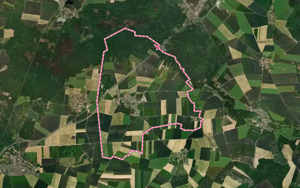Vue satellite de Boissy-Fresnoy avec ses contours administratifs