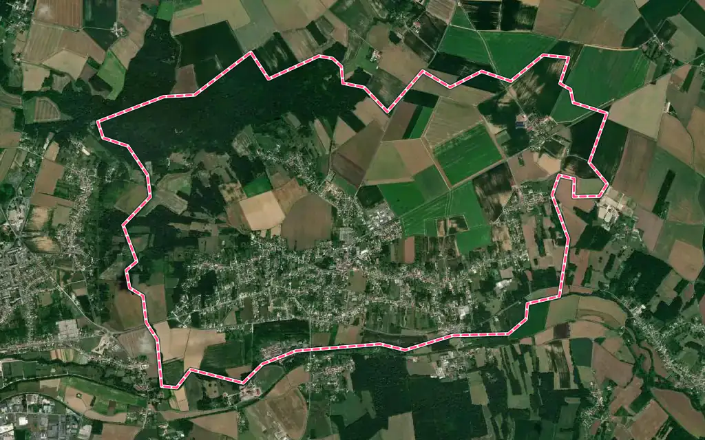 Vue satellite de Boissy-le-Châtel avec ses contours administratifs