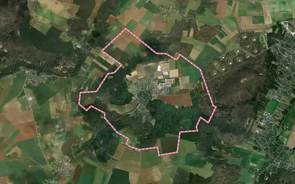 Vue satellite de Boissy-le-Cutté avec ses contours administratifs