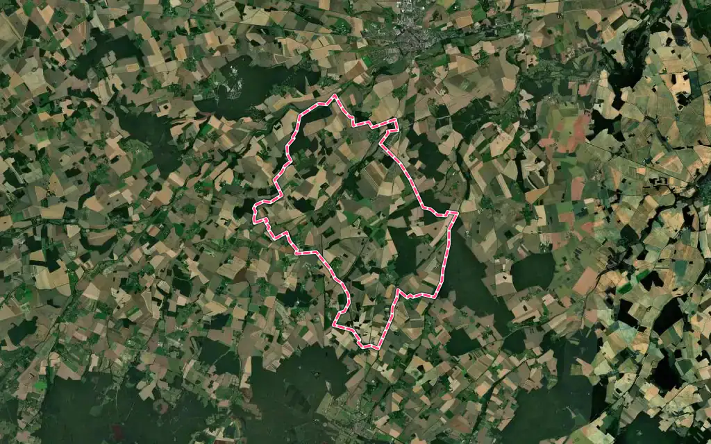 Vue satellite de Boissy-lès-Perche avec ses contours administratifs