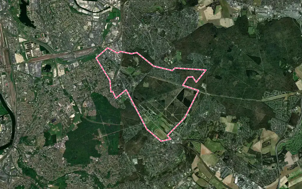 Vue satellite de Boissy-Saint-Léger avec ses contours administratifs