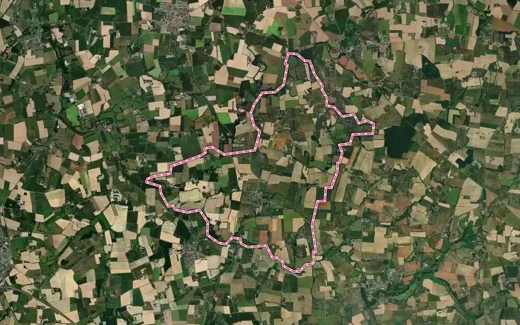 Vue satellite de Boistrudan avec ses contours administratifs