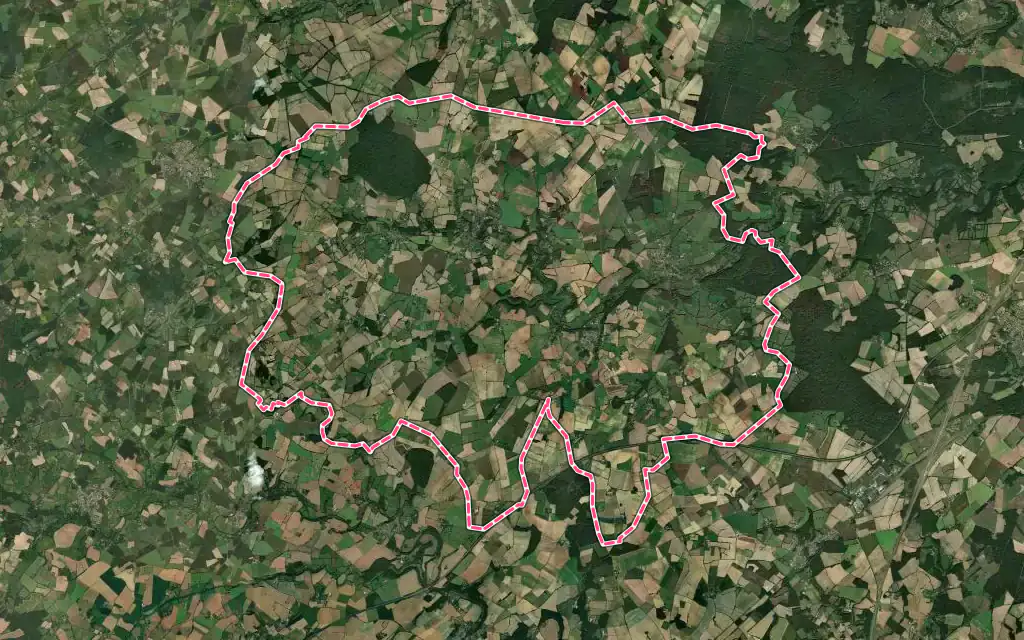 Vue satellite de Boivre-la-Vallée avec ses contours administratifs