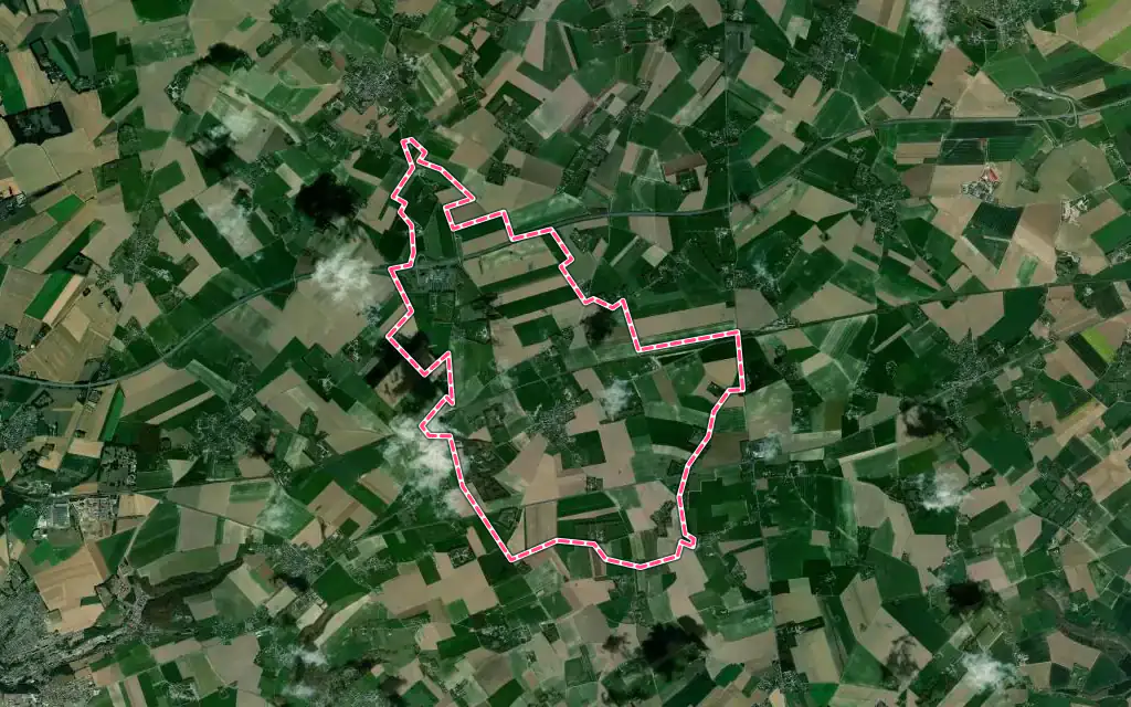 Vue satellite de Bolleville avec ses contours administratifs