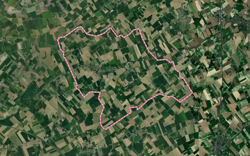 Vue satellite de Bollezeele avec ses contours administratifs