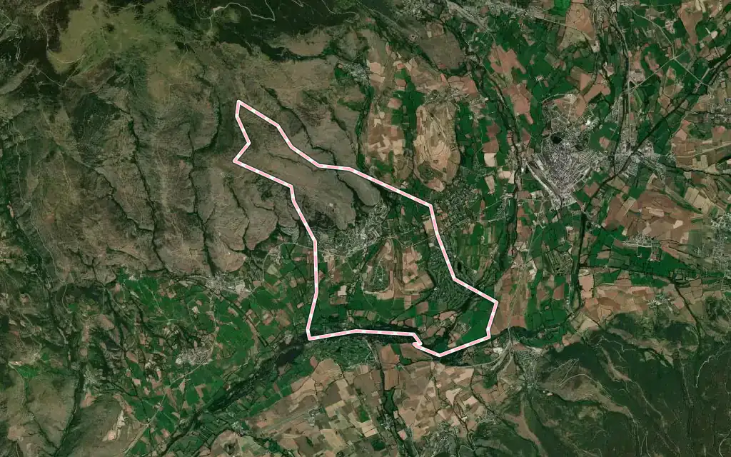 Vista satélite de Bolvir con su contorno administrativo