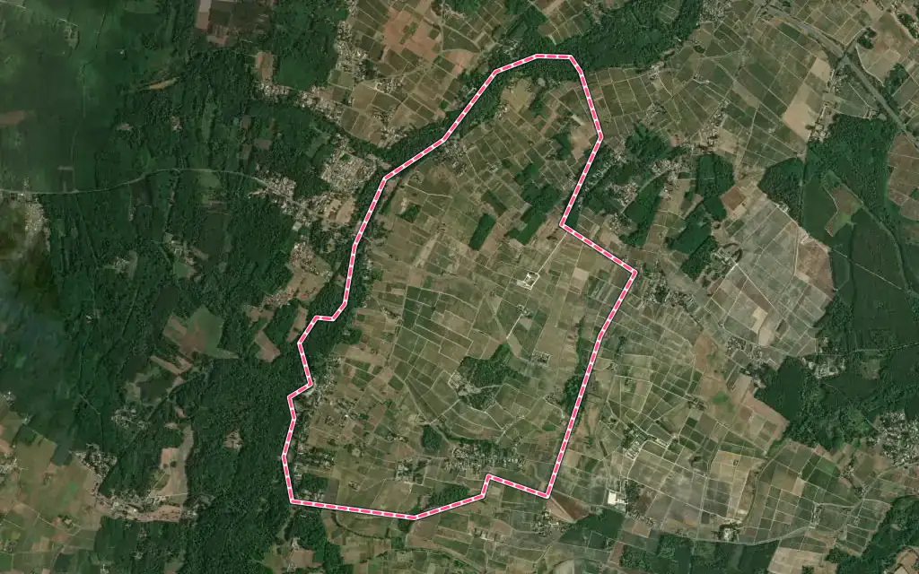Vue satellite de Bommes avec ses contours administratifs