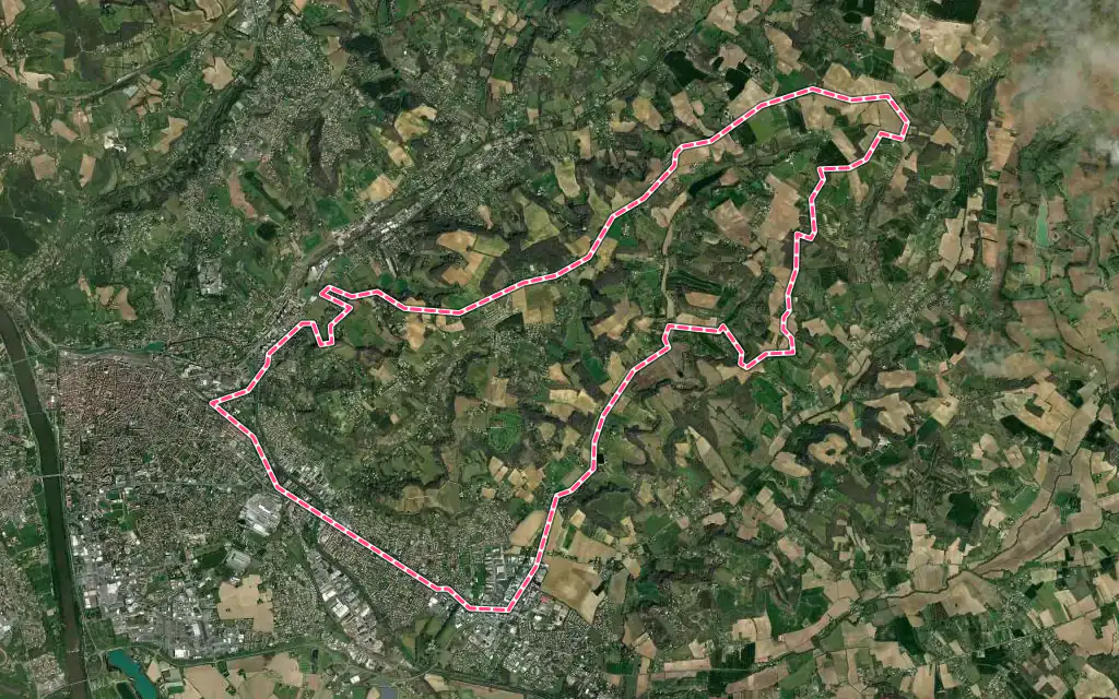 Vue satellite de Bon-Encontre avec ses contours administratifs