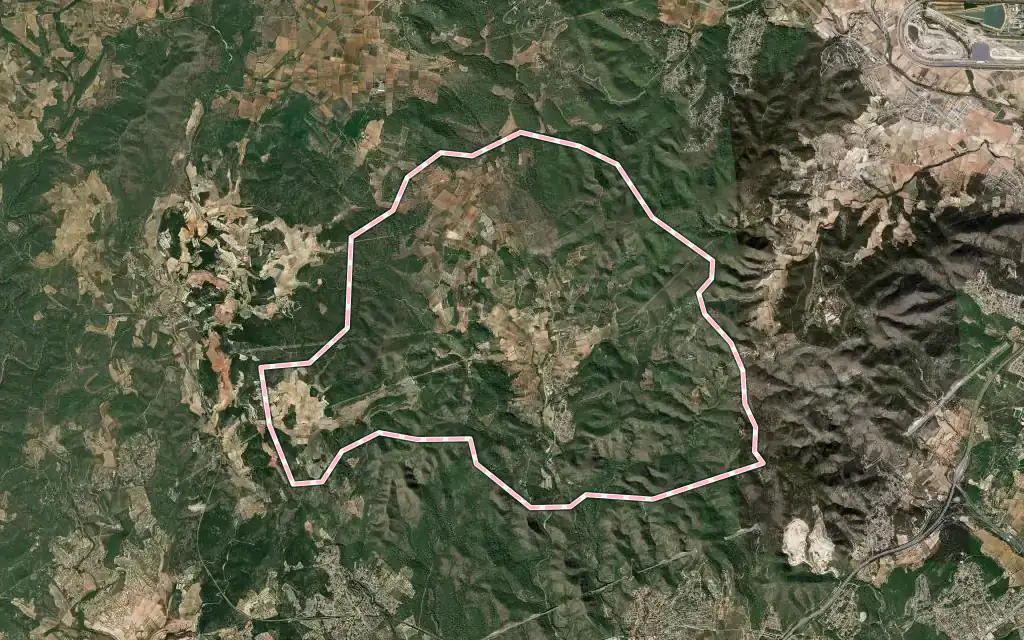 Vista satélite de Bonastre con su contorno administrativo