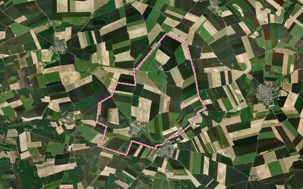 Vue satellite de Boncourt avec ses contours administratifs