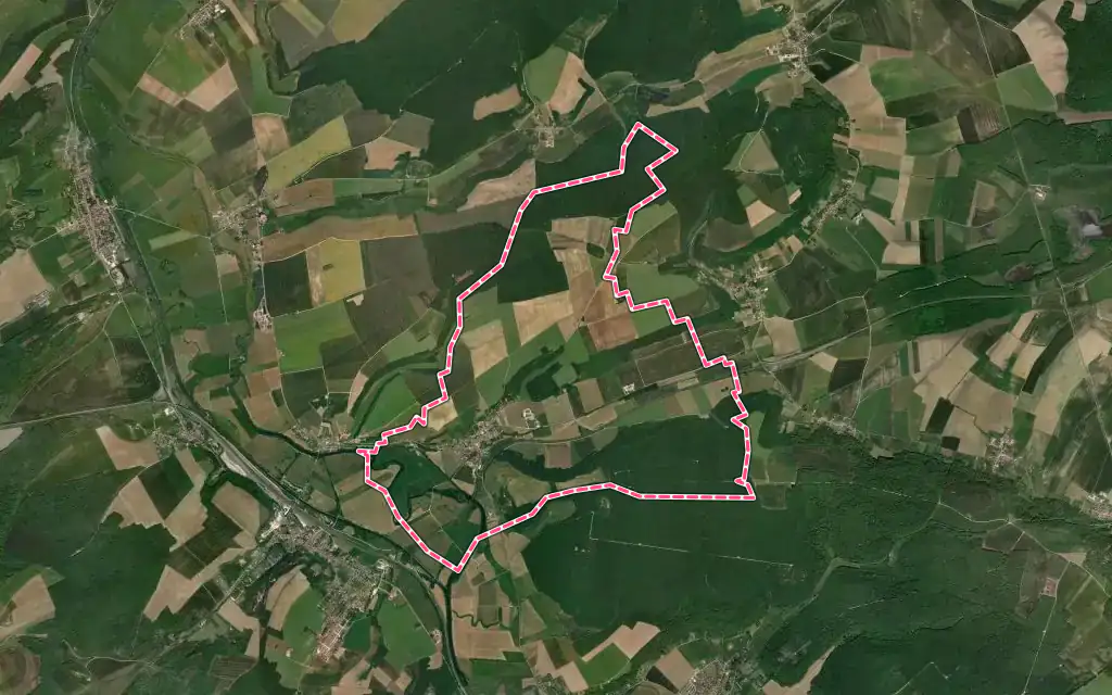 Vue satellite de Boncourt-sur-Meuse avec ses contours administratifs
