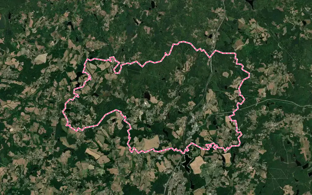 Vue satellite de Bonnac-la-Côte avec ses contours administratifs