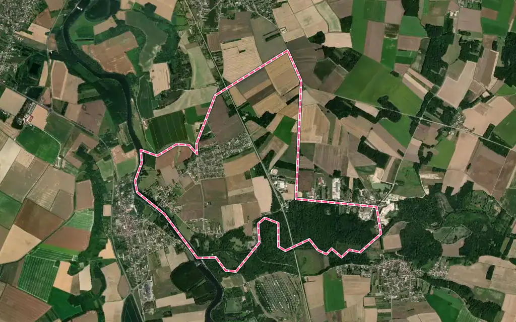 Vue satellite de Bonnard avec ses contours administratifs