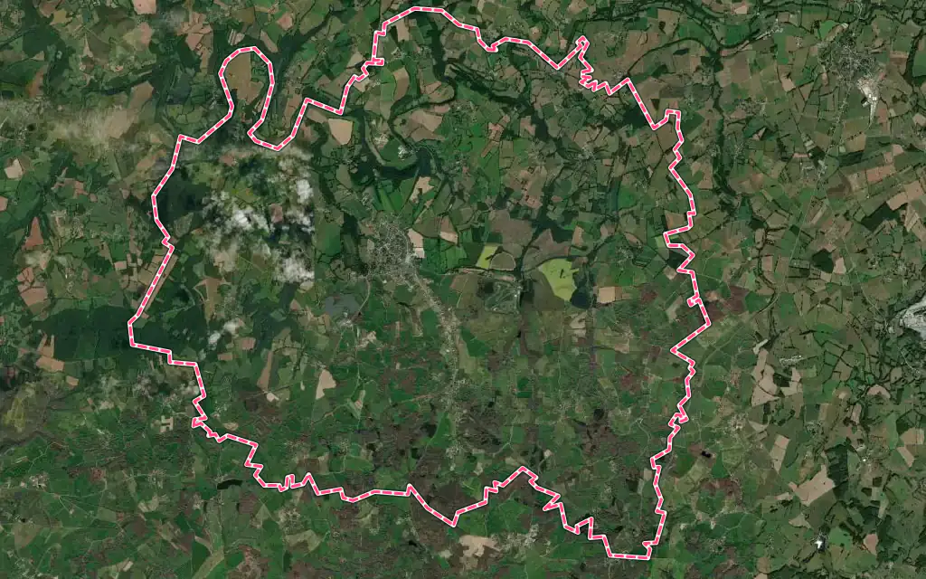 Vue satellite de Bonnat avec ses contours administratifs