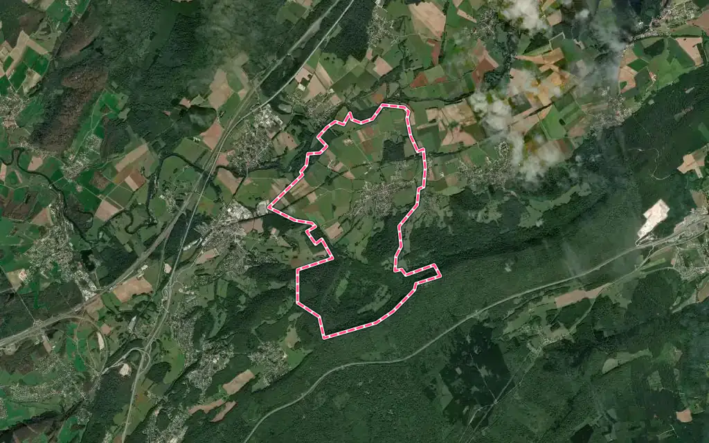 Vue satellite de Bonnay avec ses contours administratifs