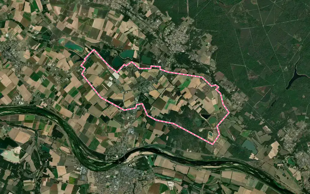 Vue satellite de Bonnée avec ses contours administratifs