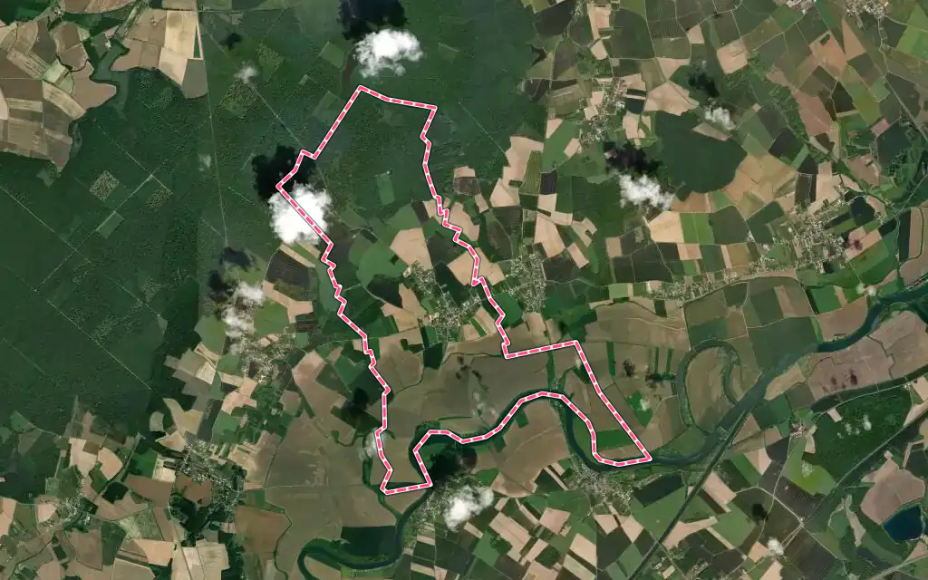 Vue satellite de Bonnencontre avec ses contours administratifs