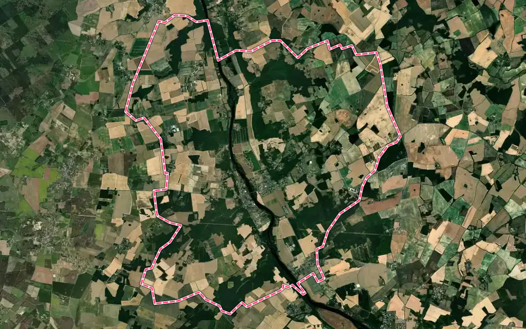 Vue satellite de Bonnes avec ses contours administratifs