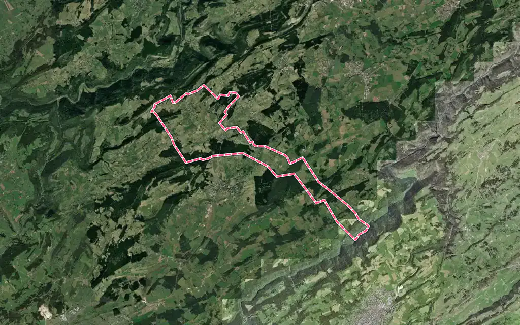 Vue satellite de Bonnétage avec ses contours administratifs