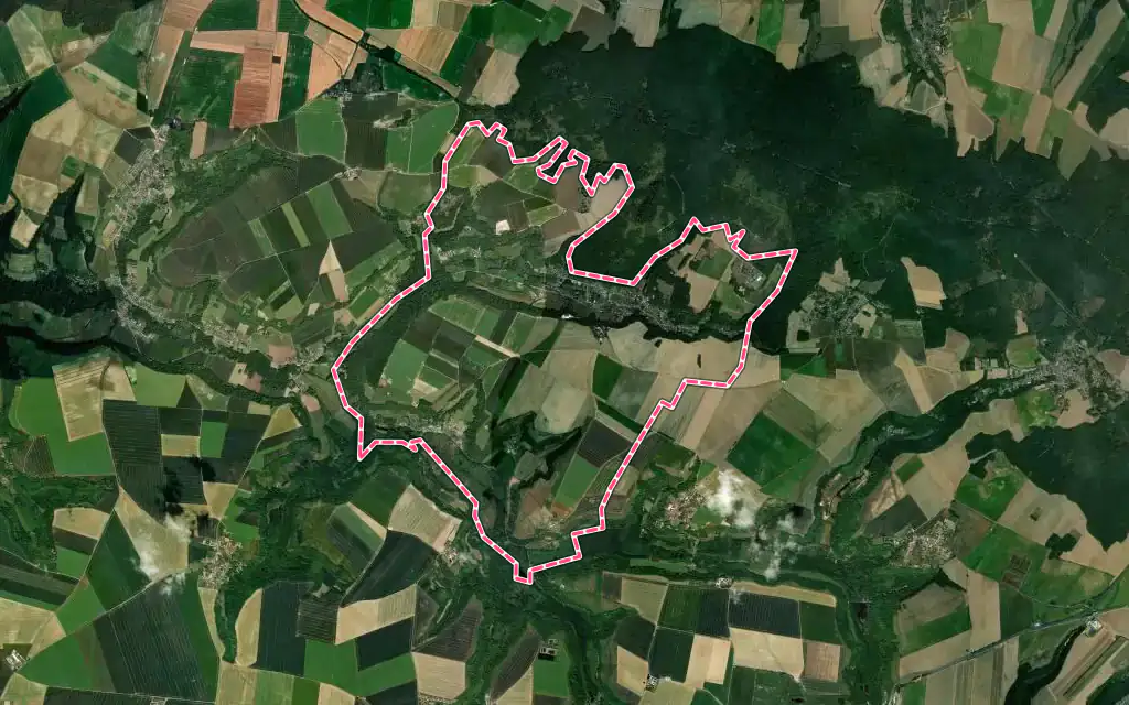 Vue satellite de Bonneuil-en-Valois avec ses contours administratifs