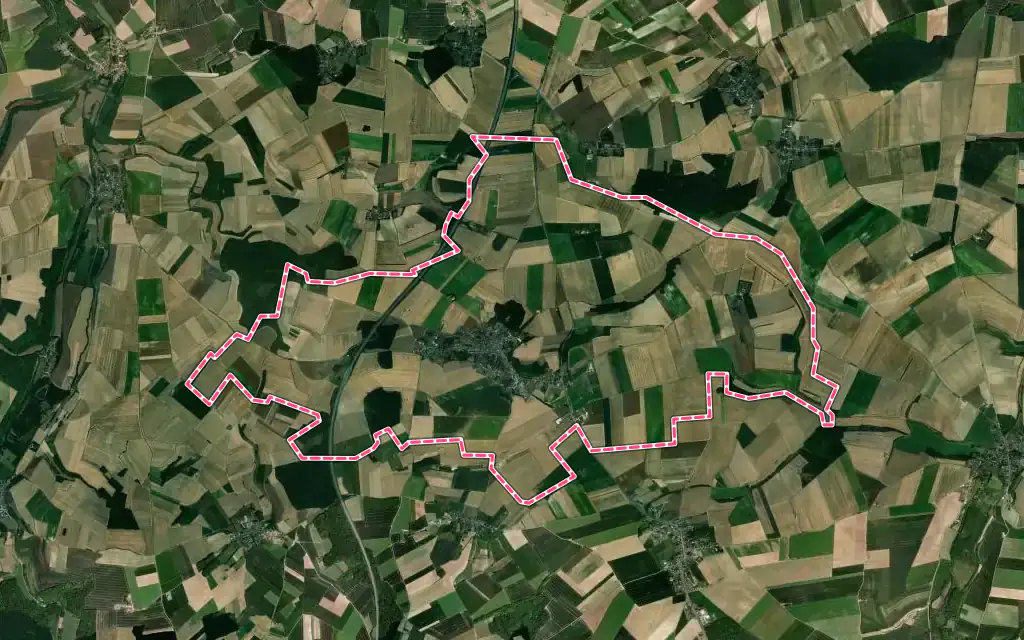 Vue satellite de Bonneuil-les-Eaux avec ses contours administratifs