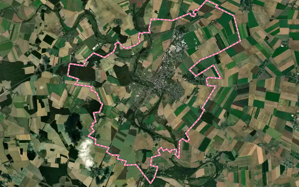 Vue satellite de Bonneval avec ses contours administratifs