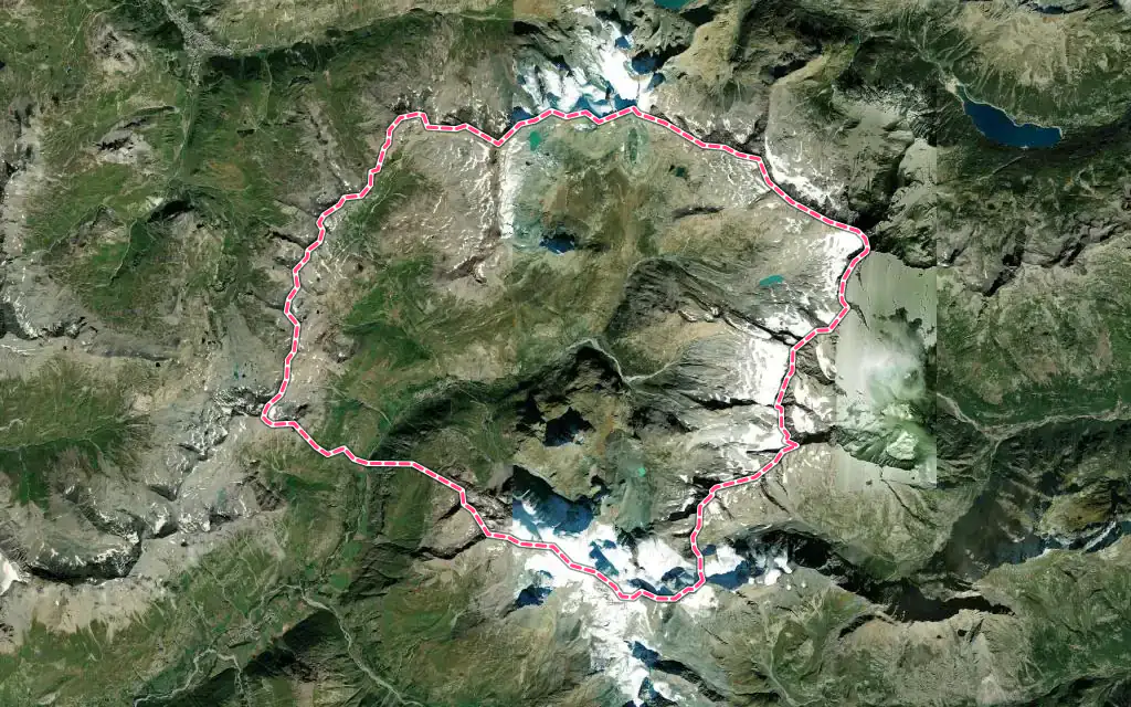Vue satellite de Bonneval-sur-Arc avec ses contours administratifs