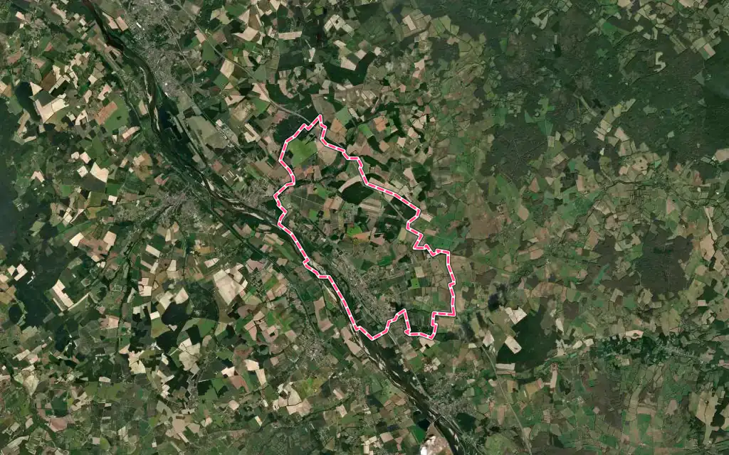 Vue satellite de Bonny-sur-Loire avec ses contours administratifs