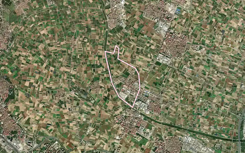 Vista satélite de Bonrepòs i Mirambell con su contorno administrativo