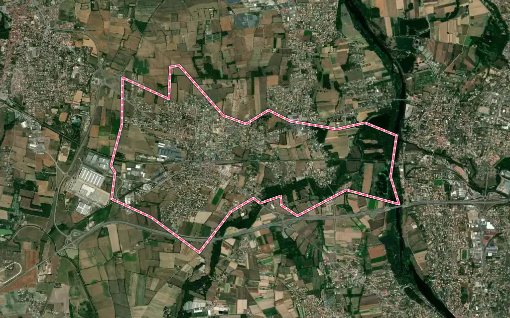 Vue satellite de Bonson avec ses contours administratifs
