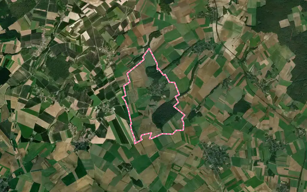 Vue satellite de Bonvillers avec ses contours administratifs