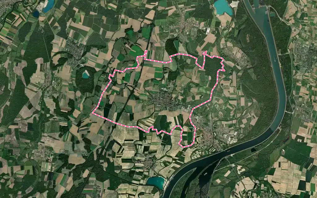 Vue satellite de Boofzheim avec ses contours administratifs