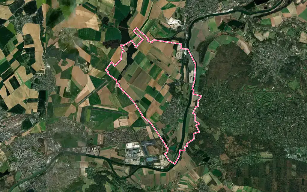 Vue satellite de Boran-sur-Oise avec ses contours administratifs