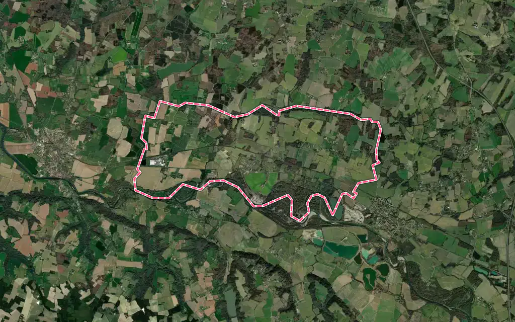 Vue satellite de Bordères-et-Lamensans avec ses contours administratifs