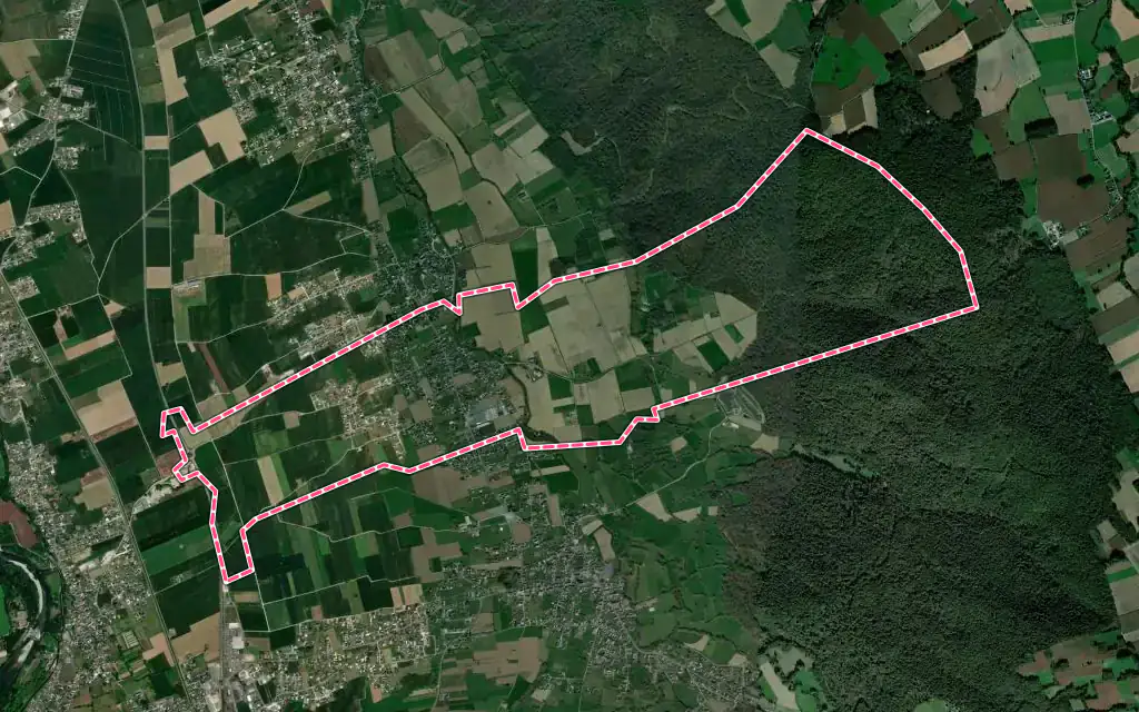 Vue satellite de Bordères avec ses contours administratifs