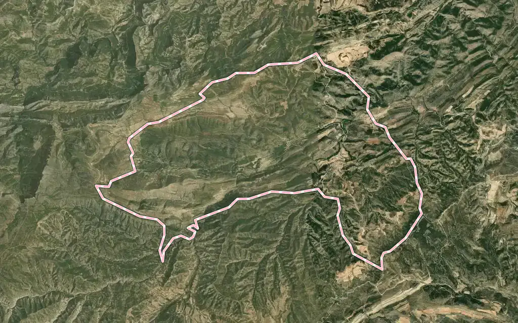 Vista satélite de Bordón con su contorno administrativo