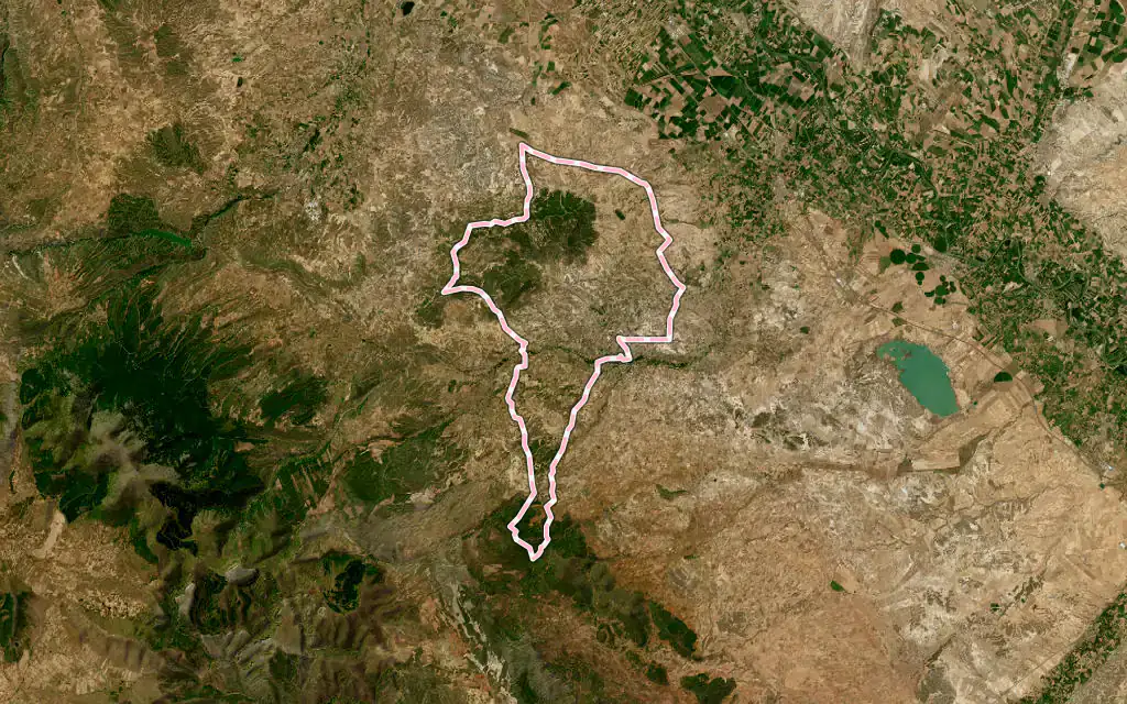 Vista satélite de Borja con su contorno administrativo