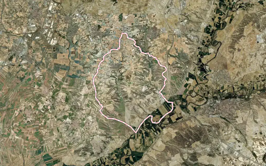 Vista satélite de Borox con su contorno administrativo
