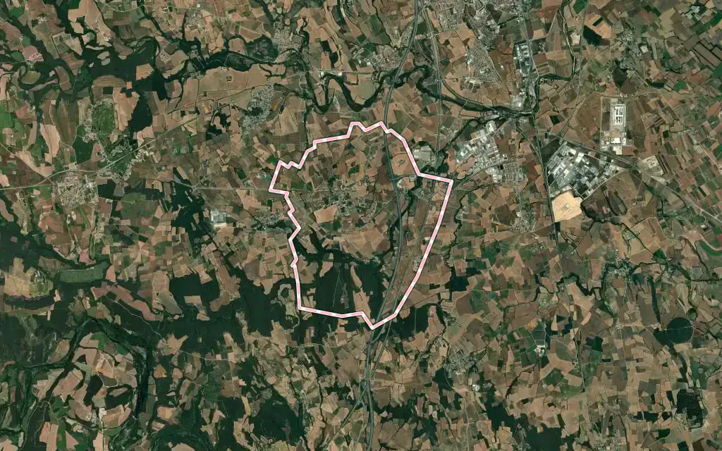 Vista satélite de Borrassà con su contorno administrativo