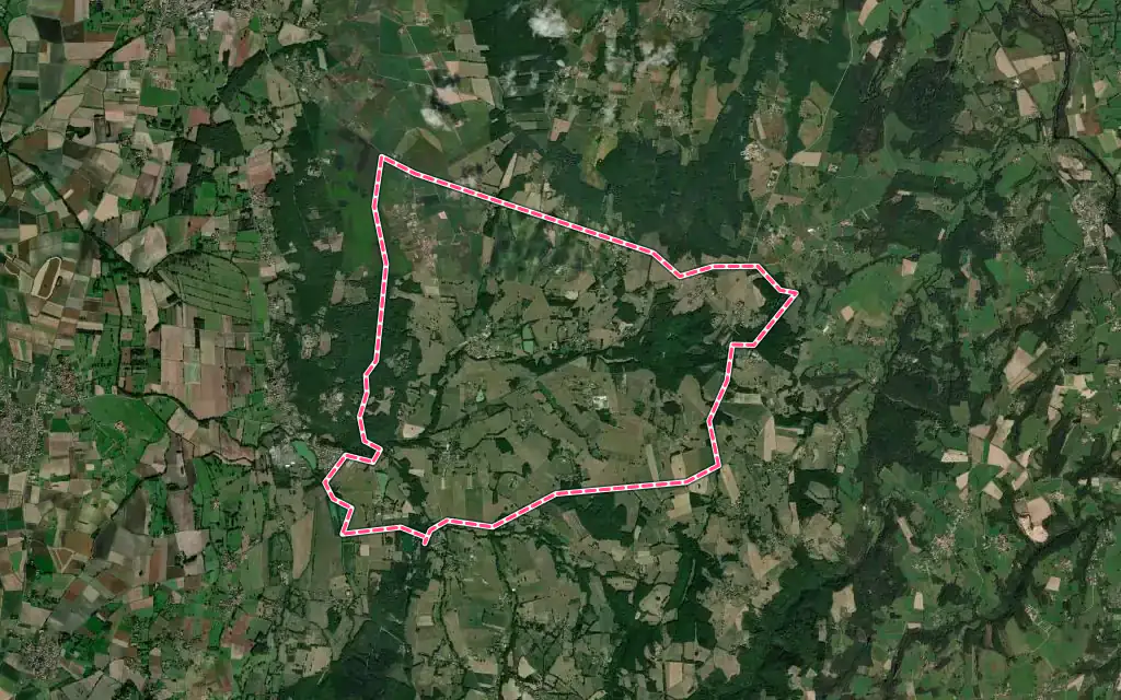 Vue satellite de Bort-l'Étang avec ses contours administratifs