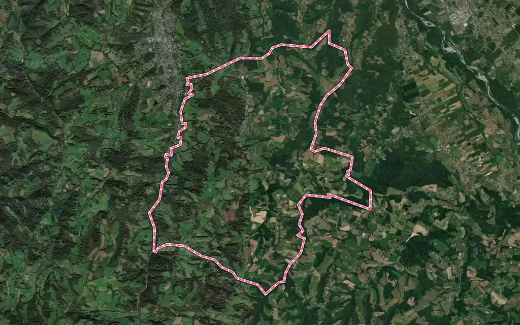 Vue satellite de Bosdarros avec ses contours administratifs