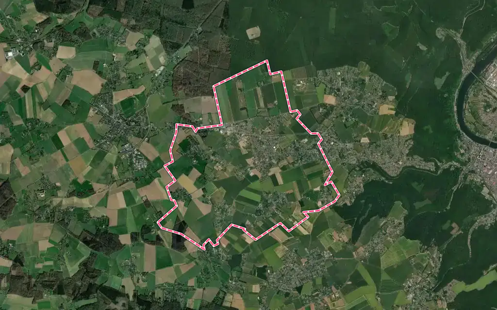 Vue satellite de Bosroumois avec ses contours administratifs