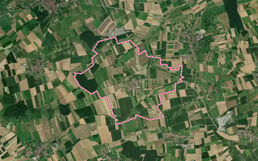Vue satellite de Bosselshausen avec ses contours administratifs