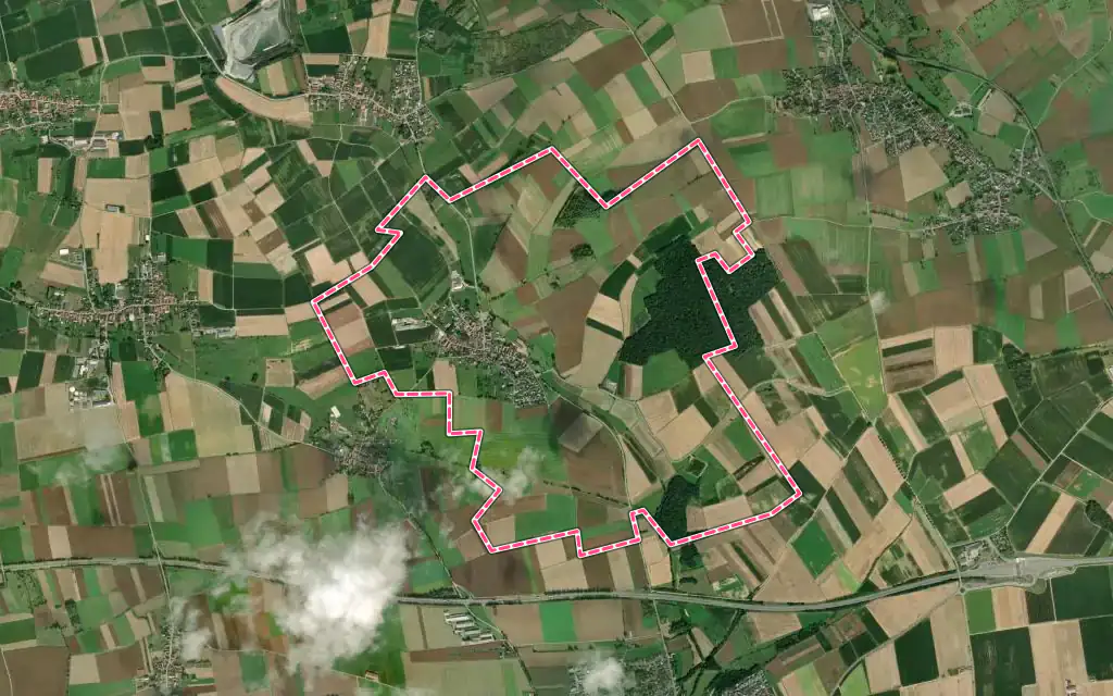 Vue satellite de Bossendorf avec ses contours administratifs