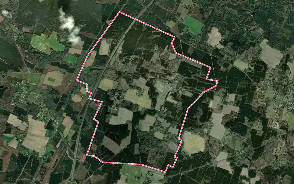 Vue satellite de Bostens avec ses contours administratifs