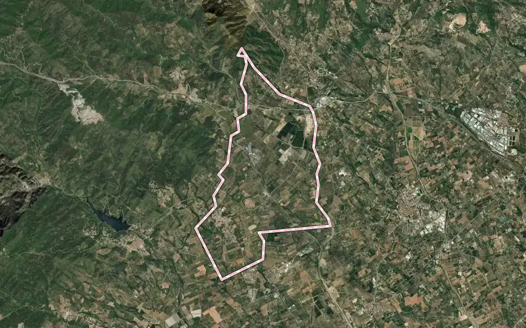 Vista satélite de Botarell con su contorno administrativo