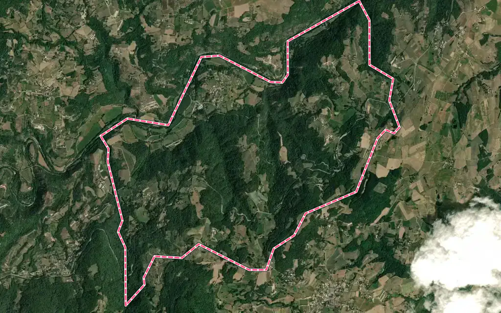 Vue satellite de Boucieu-le-Roi avec ses contours administratifs