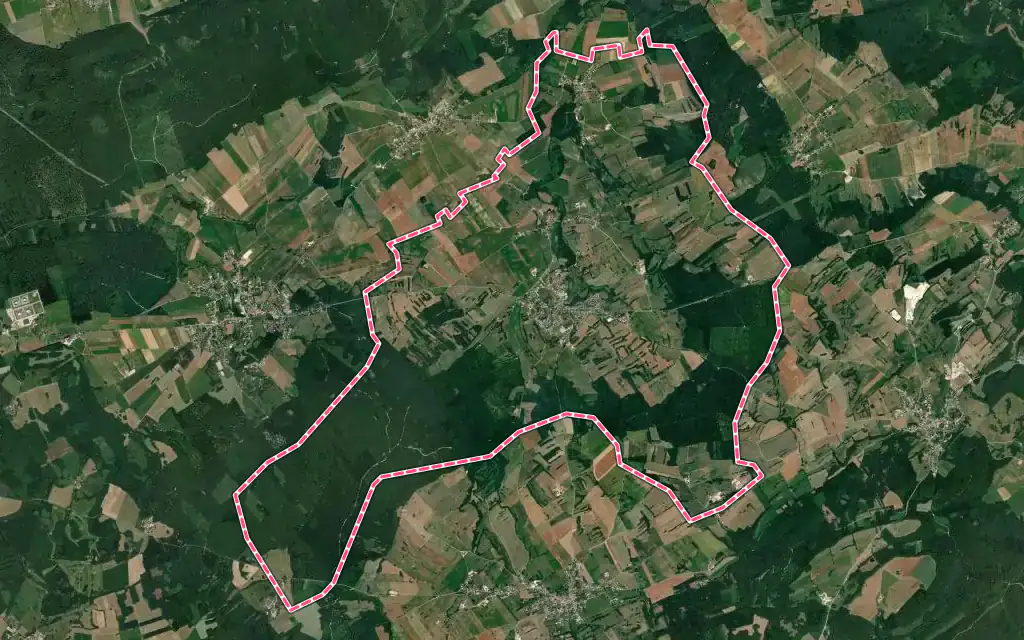 Vue satellite de Bouclans avec ses contours administratifs